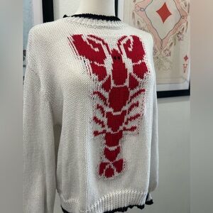Cider White Sweater with Red Lobster Design